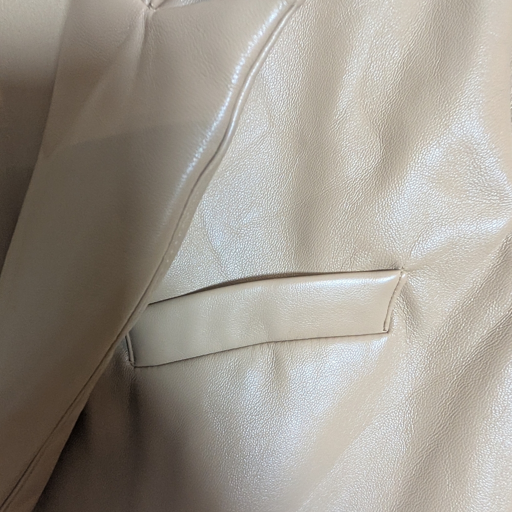 Joie Tan Faux Leather Blazer XL - Picture 3 of 10